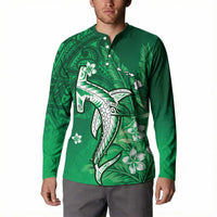 Personalized Hawaiian Maori Hammerhead Shark Button Sweatshirt Omaomao Plumeria LT9 - Polynesian Pride