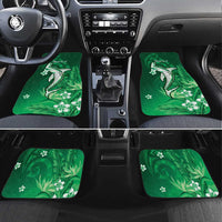 Personalized Hawaiian Maori Hammerhead Shark Car Mats Omaomao Plumeria LT9 Set 4pcs Green - Polynesian Pride