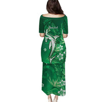 Personalized Hawaiian Maori Hammerhead Shark Family Matching Puletasi and Hawaiian Shirt Omaomao Plumeria