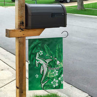 Personalized Hawaiian Maori Hammerhead Shark Garden Flag Omaomao Plumeria - Polynesian Pride