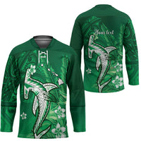 Personalized Hawaiian Maori Hammerhead Shark Hockey Jersey Omaomao Plumeria - Polynesian Pride