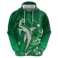 Personalized Hawaiian Maori Hammerhead Shark Hoodie Omaomao Plumeria - Polynesian Pride