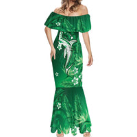 Personalized Hawaiian Maori Hammerhead Shark Mermaid Dress Omaomao Plumeria - Polynesian Pride