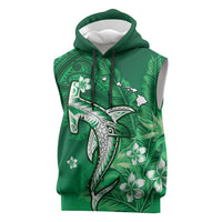 Personalized Hawaiian Maori Hammerhead Shark Sleeveless Hoodie Omaomao Plumeria - Polynesian Pride