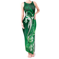 Personalized Hawaiian Maori Hammerhead Shark Tank Maxi Dress Omaomao Plumeria - Polynesian Pride