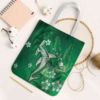 Personalized Hawaiian Maori Hammerhead Shark Tote Bag Omaomao Plumeria - Polynesian Pride