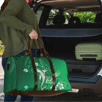 Personalized Hawaiian Maori Hammerhead Shark Travel Bag Omaomao Plumeria - Polynesian Pride