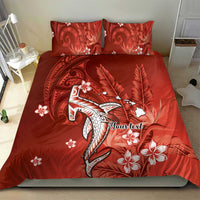 Personalized Hawaiian Maori Hammerhead Shark Bedding Set Ulaula Plumeria - Polynesian Pride