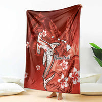 Personalized Hawaiian Maori Hammerhead Shark Blanket Ulaula Plumeria LT9 - Polynesian Pride