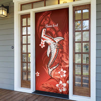 Personalized Hawaiian Maori Hammerhead Shark Door Cover Ulaula Plumeria - Polynesian Pride