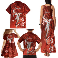 Personalized Hawaiian Maori Hammerhead Shark Family Matching Tank Maxi Dress and Hawaiian Shirt Ulaula Plumeria