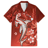Personalized Hawaiian Maori Hammerhead Shark Hawaiian Shirt Ulaula Plumeria - Polynesian Pride