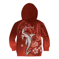 Personalized Hawaiian Maori Hammerhead Shark Kid Hoodie Ulaula Plumeria - Polynesian Pride