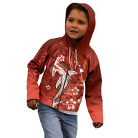 Personalized Hawaiian Maori Hammerhead Shark Kid Hoodie Ulaula Plumeria - Polynesian Pride
