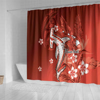 Personalized Hawaiian Maori Hammerhead Shark Shower Curtain Ulaula Plumeria LT9 - Polynesian Pride