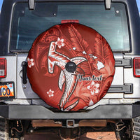 Personalized Hawaiian Maori Hammerhead Shark Spare Tire Cover Ulaula Plumeria - Polynesian Pride