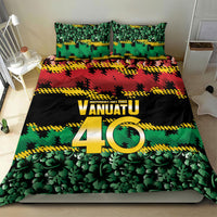 Vanuatu 46th Year Anniversary Bedding Set 30 July 1980 Hibiscus Seamless Pattern
