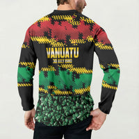 Vanuatu 46th Year Anniversary Button Sweatshirt 30 July 1980 Hibiscus Seamless Pattern