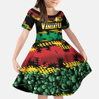 Vanuatu 46th Year Anniversary Family Matching Mermaid Dress and Hawaiian Shirt 30 July 1980 Hibiscus Seamless Pattern LT9 Daughter's Dress Black - Polynesian Pride