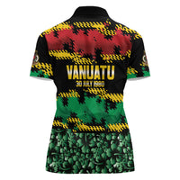 Vanuatu 46th Year Anniversary Women Polo Shirt 30 July 1980 Hibiscus Seamless Pattern
