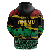 Vanuatu 46th Year Anniversary Zip Hoodie 30 July 1980 Hibiscus Seamless Pattern