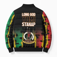 Vanuatu 46th Year Anniversary Bomber Puffer Jacket Tamtam Slit Drums Long God Yumi Stanap