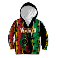 Vanuatu 46th Year Anniversary Kid Hoodie Tamtam Slit Drums Long God Yumi Stanap LT9 Zip Hoodie Black - Polynesian Pride