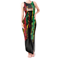 Vanuatu 46th Year Anniversary Tank Maxi Dress Tamtam Slit Drums Long God Yumi Stanap LT9 Women Black - Polynesian Pride