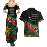 Vanuatu 46th Year Anniversary Couples Matching Summer Maxi Dress and Hawaiian Shirt Vintage Grunge Vanuatu Flag Heritage LT9 - Polynesian Pride