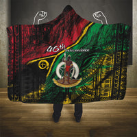 Vanuatu 46th Year Anniversary Hooded Blanket Vintage Grunge Vanuatu Flag Heritage