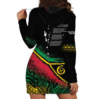 Vanuatu 46th Year Anniversary Hoodie Dress Vintage Grunge Vanuatu Flag Heritage LT9 - Polynesian Pride