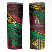 Vanuatu 46th Year Anniversary Skinny Tumbler Vintage Grunge Vanuatu Flag Heritage LT9 Black - Polynesian Pride