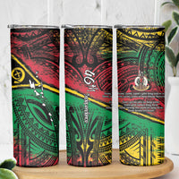 Vanuatu 46th Year Anniversary Skinny Tumbler Vintage Grunge Vanuatu Flag Heritage LT9 - Polynesian Pride