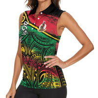 Vanuatu 46th Year Anniversary Women Sleeveless Polo Shirt Vintage Grunge Vanuatu Flag Heritage LT9 - Polynesian Pride