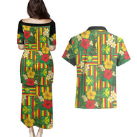 Hawaii Kanaka Maoli Hibiscus Couples Matching Puletasi and Hawaiian Shirt Hawaiian Flag Motif LT9 - Polynesian Pride