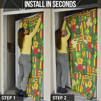 Hawaii Kanaka Maoli Hibiscus Door Cover Hawaiian Flag Motif LT9 - Polynesian Pride