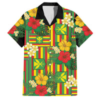 Hawaii Kanaka Maoli Hibiscus Family Matching Puletasi and Hawaiian Shirt Hawaiian Flag Motif LT9 Dad's Shirt - Short Sleeve Green - Polynesian Pride