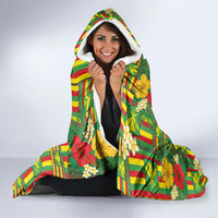 Hawaii Kanaka Maoli Hibiscus Hooded Blanket Hawaiian Flag Motif