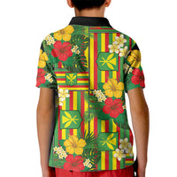 Hawaii Kanaka Maoli Hibiscus Kid Polo Shirt Hawaiian Flag Motif LT9 - Polynesian Pride