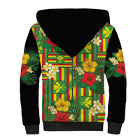 Hawaii Kanaka Maoli Hibiscus Sherpa Hoodie Hawaiian Flag Motif LT9 - Polynesian Pride
