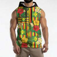 Hawaii Kanaka Maoli Hibiscus Sleeveless Hoodie Hawaiian Flag Motif LT9 - Polynesian Pride