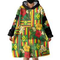 Hawaii Kanaka Maoli Hibiscus Wearable Blanket Hoodie Hawaiian Flag Motif LT9 - Polynesian Pride