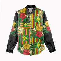 Hawaii Kanaka Maoli Hibiscus Women Casual Shirt Hawaiian Flag Motif LT9 - Polynesian Pride