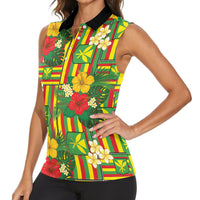 Hawaii Kanaka Maoli Hibiscus Women Sleeveless Polo Shirt Hawaiian Flag Motif LT9 - Polynesian Pride