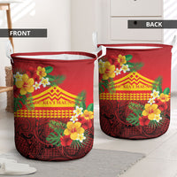 Hawaii Ku Kia'i Mauna Laundry Basket Hibiscus Kakau Pattern