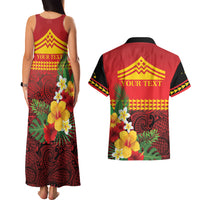 Hawaii Ku Kia'i Mauna Personalized Couples Matching Tank Maxi Dress and Hawaiian Shirt Hibiscus Kakau Pattern LT9 - Polynesian Pride