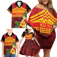 Hawaii Ku Kia'i Mauna Personalized Family Matching Off Shoulder Short Dress and Hawaiian Shirt Hibiscus Kakau Pattern LT9 - Polynesian Pride