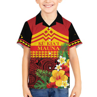 Hawaii Ku Kia'i Mauna Personalized Family Matching Tank Maxi Dress and Hawaiian Shirt Hibiscus Kakau Pattern LT9 Son's Shirt Red - Polynesian Pride