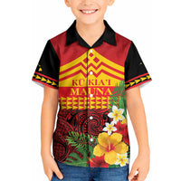 Hawaii Ku Kia'i Mauna Personalized Kid Hawaiian Shirt Hibiscus Kakau Pattern LT9 Kid Red - Polynesian Pride