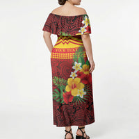 Hawaii Ku Kia'i Mauna Personalized Off Shoulder Maxi Dress Hibiscus Kakau Pattern LT9 - Polynesian Pride